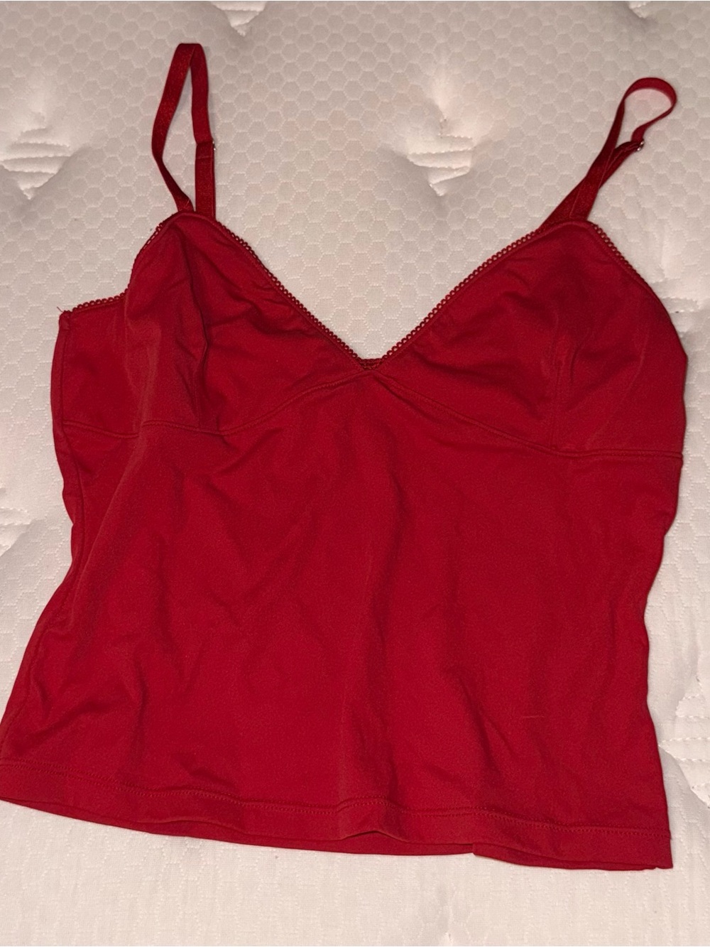 7. Red Camisole Tank Top with Thin Straps